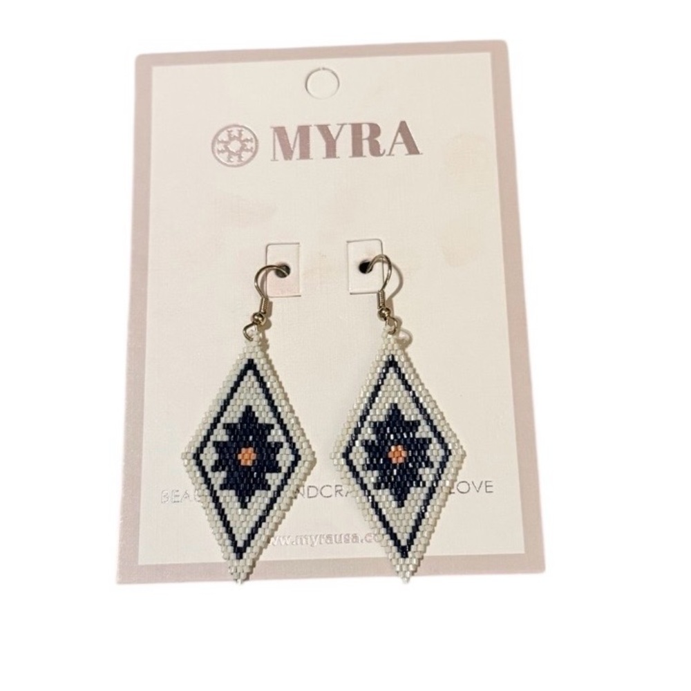 Myra Bag Navy and White Diamond‎ Earrings